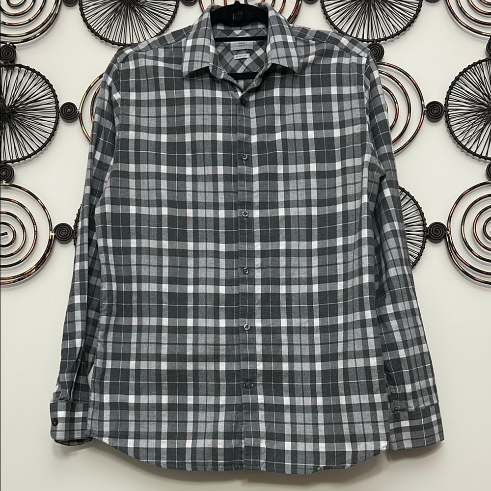 Selected Homme Grey Plaid Button Down Shirt